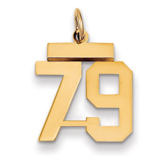 14k Yellow Gold Polished Finish Small Size Number 79 Charm Pendant