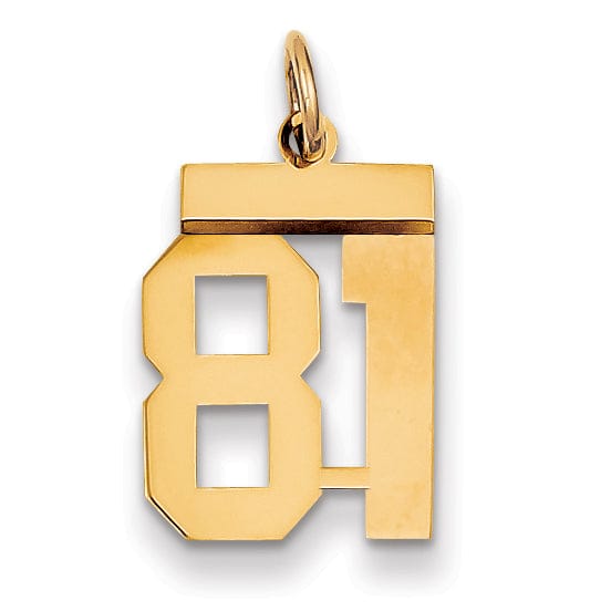 14k Yellow Gold Polished Finish Small Size Number 81 Charm Pendant
