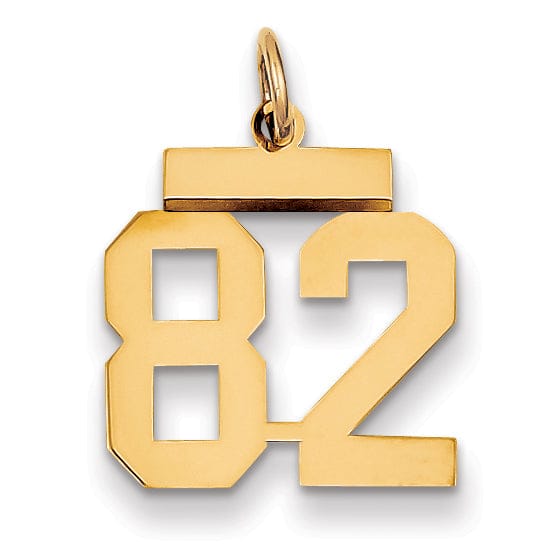 14k Yellow Gold Polished Finish Small Size Number 82 Charm Pendant