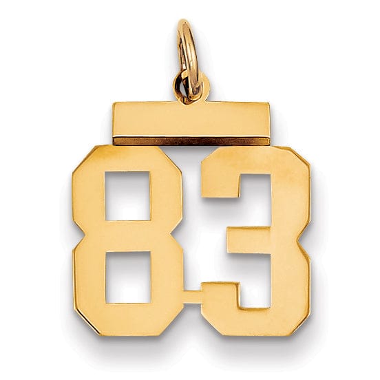 14k Yellow Gold Polished Finish Small Size Number 83 Charm Pendant