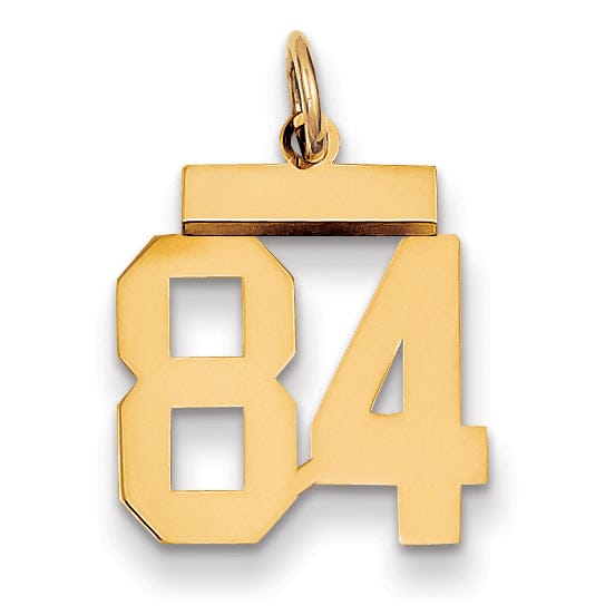 14k Yellow Gold Polished Finish Small Size Number 84 Charm Pendant