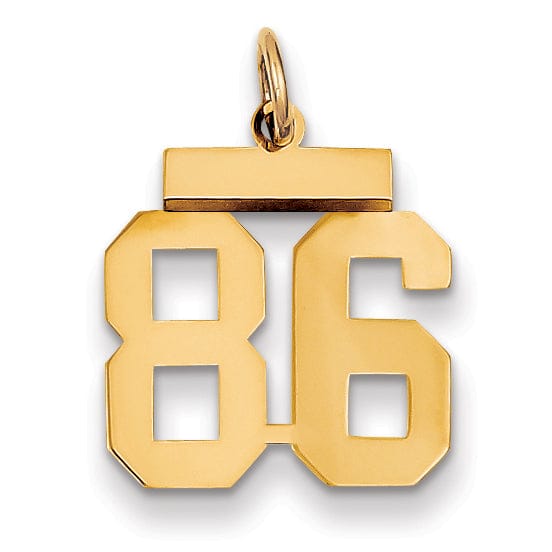 14k Yellow Gold Polished Finish Small Size Number 86 Charm Pendant