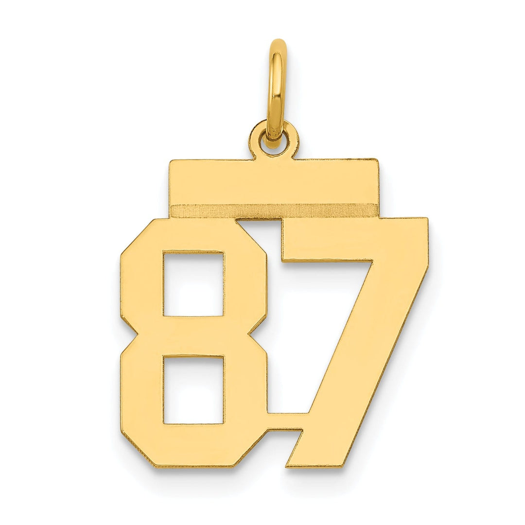 14k Yellow Gold Polished Finish Small Size Number 87 Charm Pendant