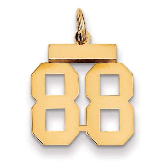 14k Yellow Gold Polished Finish Small Size Number 88 Charm Pendant
