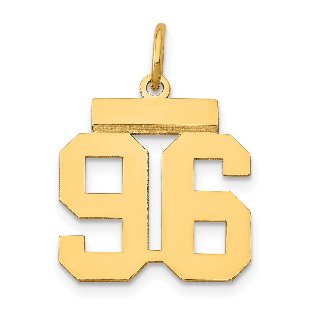 14k Yellow Gold Polished Finish Small Size Number 96 Charm Pendant