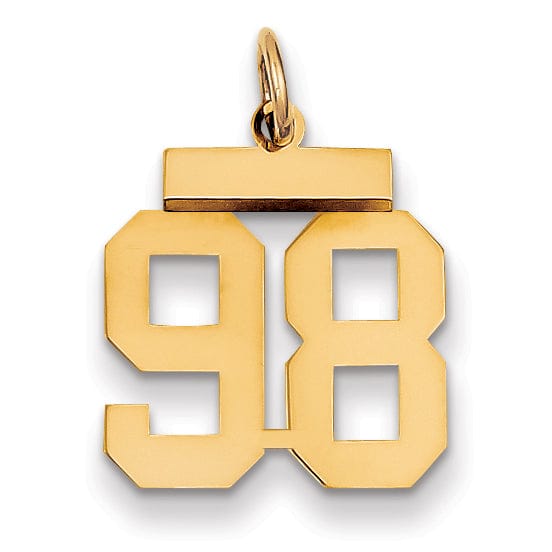 14k Yellow Gold Polished Finish Small Size Number 98 Charm Pendant