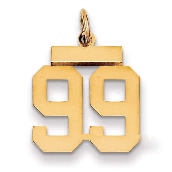 14k Yellow Gold Polished Finish Small Size Number 99 Charm Pendant