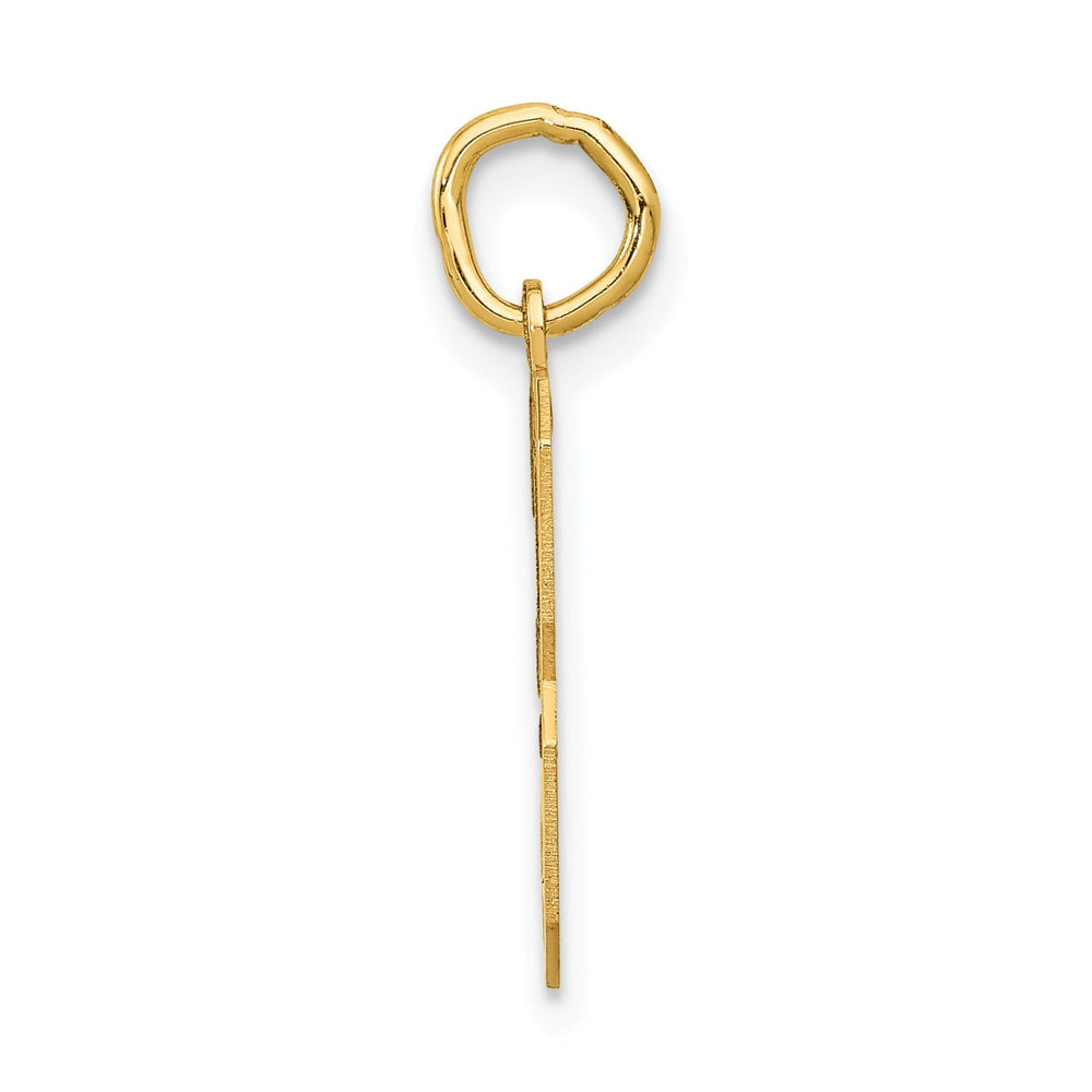 14k Yellow Gold Satin Brush Finish Medium Size Number 3 Charm Pendant