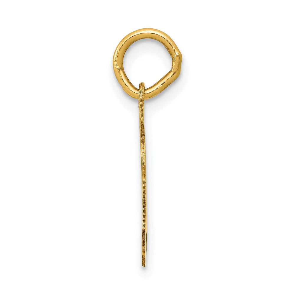 14k Yellow Gold Satin Brush Finish Medium Size Number 5 Charm Pendant