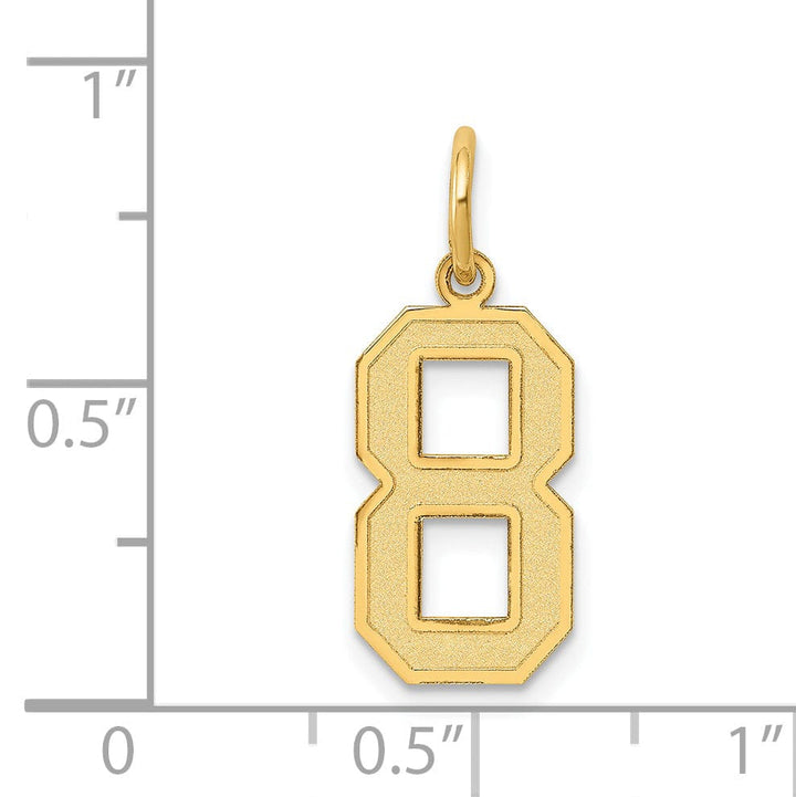 14k Yellow Gold Satin Brush Finish Medium Size Number 8 Charm Pendant