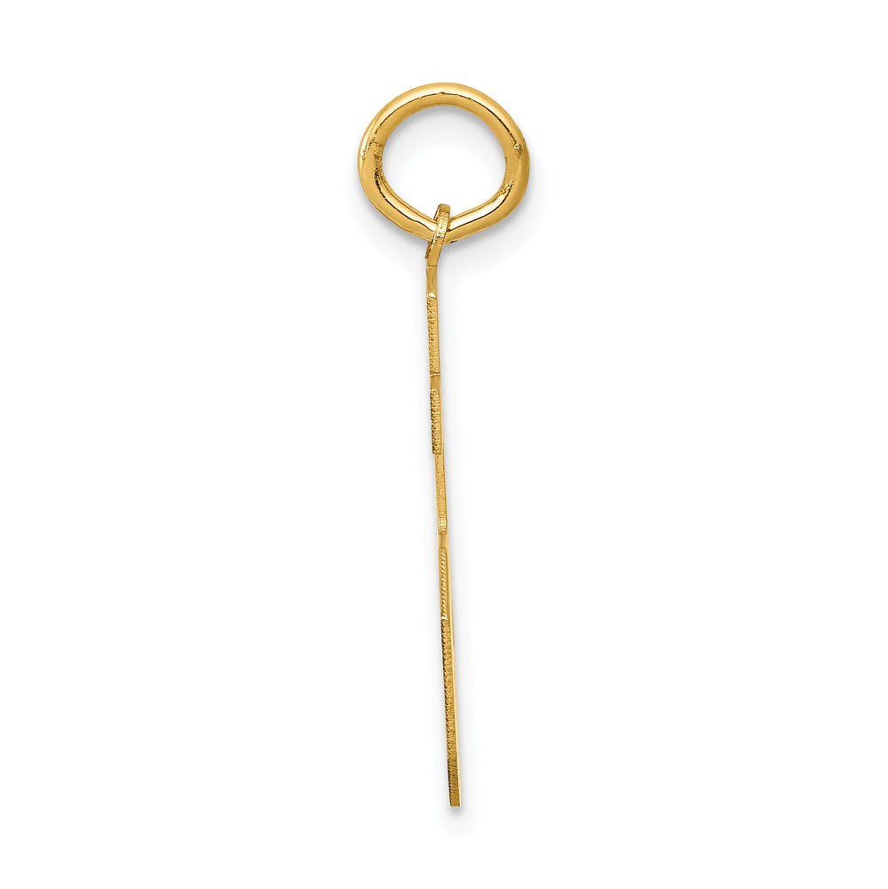 14k Yellow Gold Satin Brush Finish Medium Size Number 75 Charm Pendant
