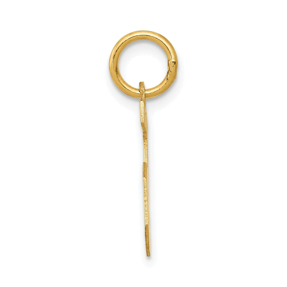 14k Yellow Gold Satin Brush Finish Small Size Number 5 Charm Pendant