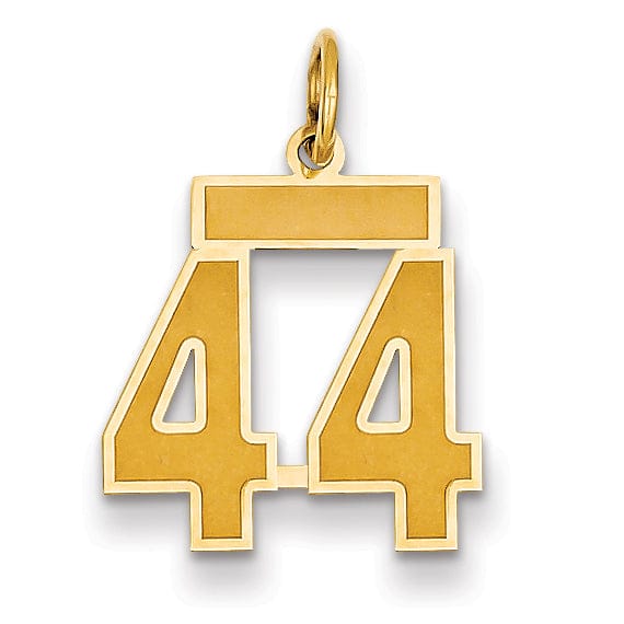 14k Yellow Gold Satin Brush Finish Small Size Number 44 Charm Pendant