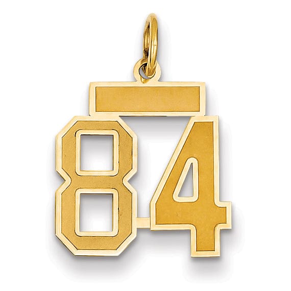 14k Yellow Gold Satin Brush Finish Small Size Number 84 Charm Pendant