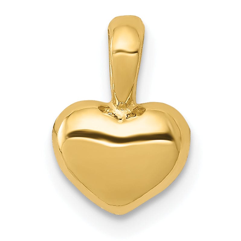 14KYellow Gold Open Back Solid Polished Finish Domed Shape Heart Design Charm Pendant