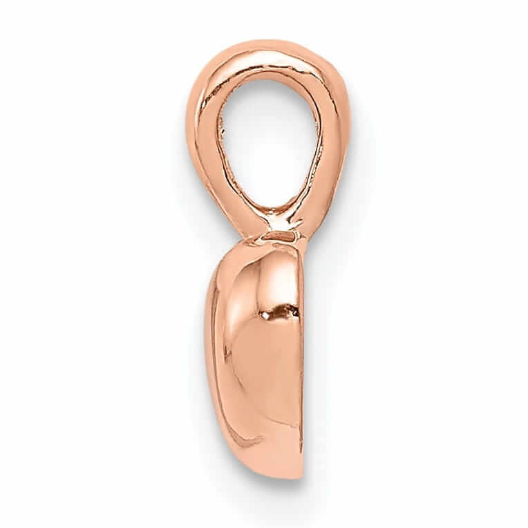 14K Rose Gold Solid Polished Finish Open Back Domed Heart Shape Charm Pendant