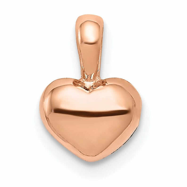14K Rose Gold Solid Polished Finish Open Back Domed Heart Shape Charm Pendant