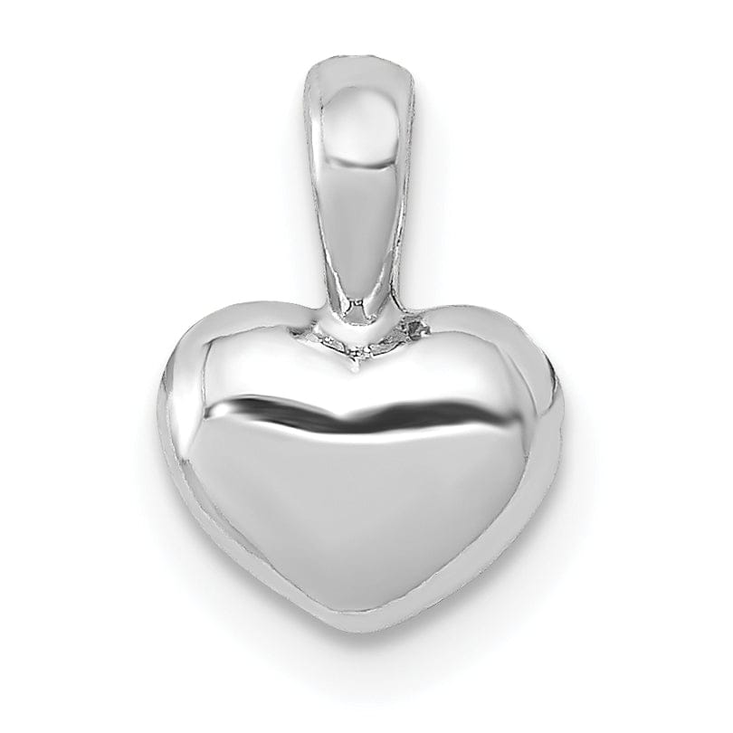 14K White Gold Solid Polished Finish Open Back Domed Heart Shape Charm Pendant