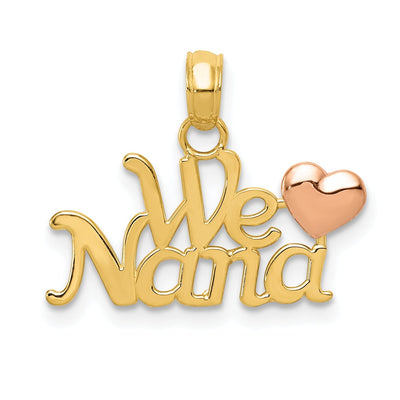 14k Two Tone Gold We Love Nana Charm Pendant