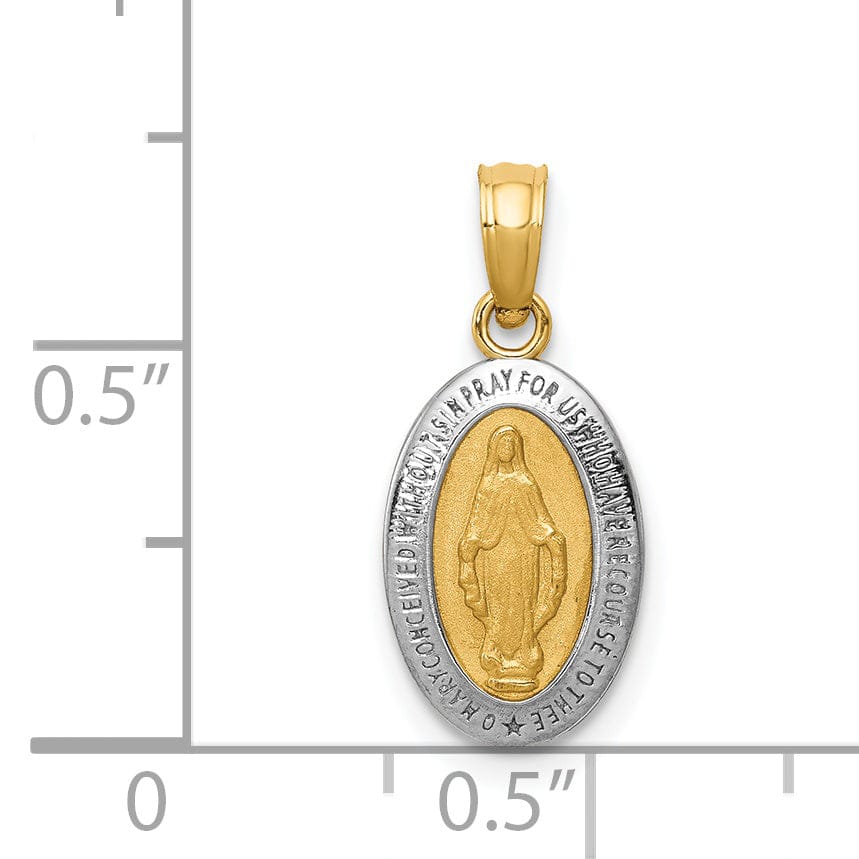 14k Two Tone Gold Miraculous Medal Charm
