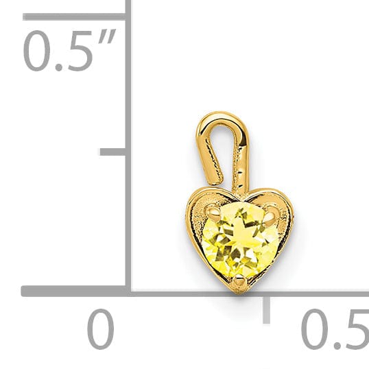 14k Yellow Gold November Synthetic Birthstone Round 3.5 MM Stone Shape in Heart Design Charm Pendant