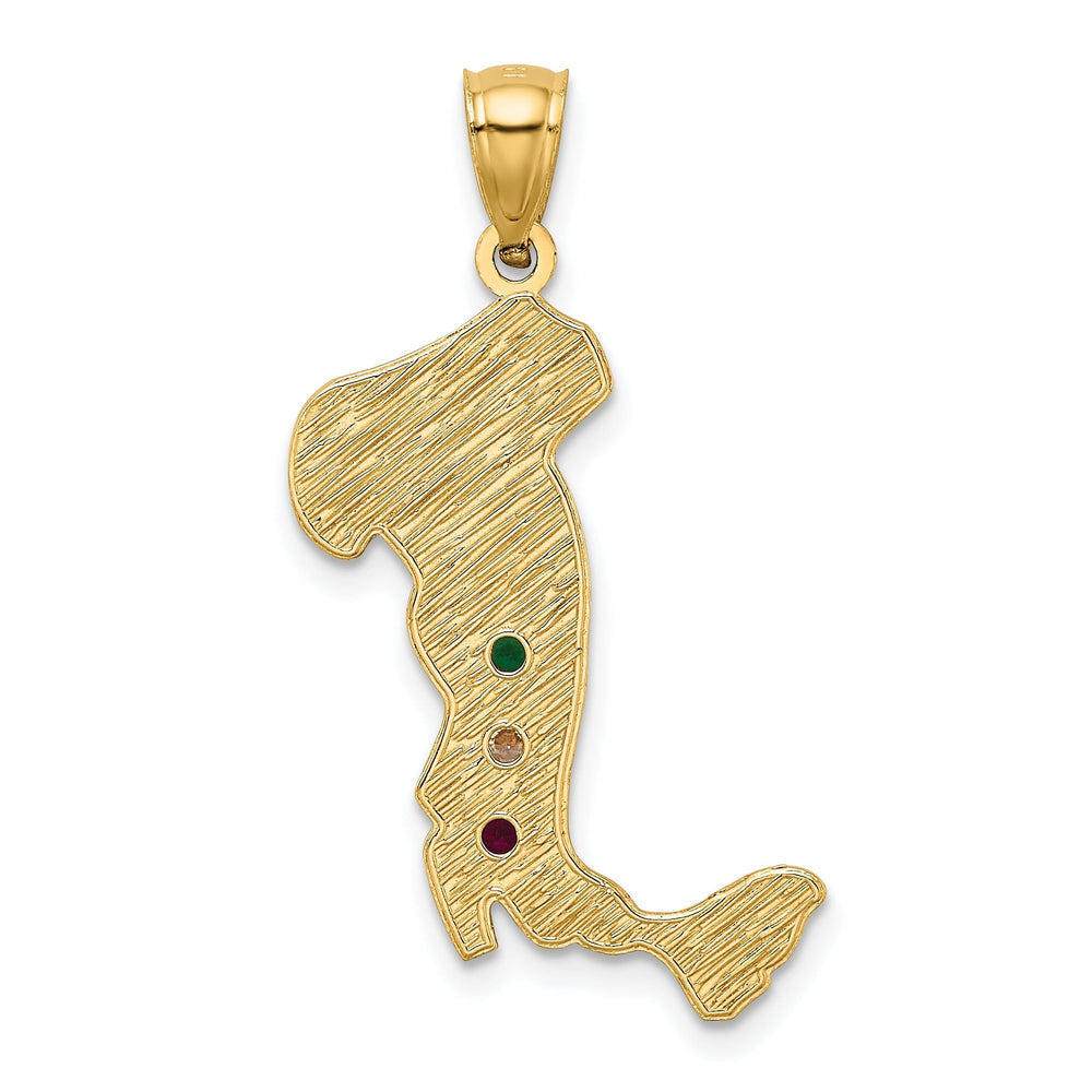 14k Yellow Gold Boot Italy with Emerald, Ruby, C.Z Stones Pendant
