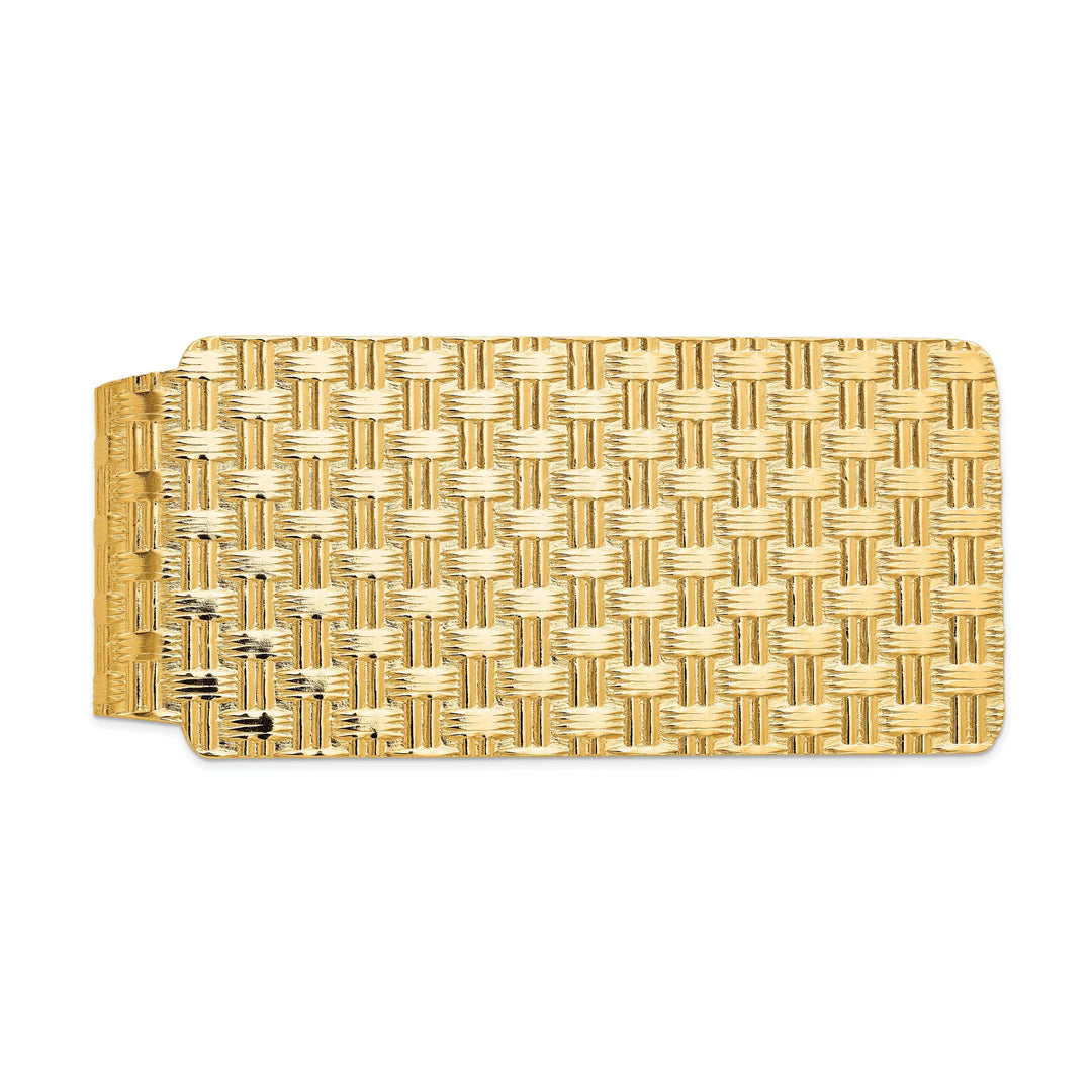 14k Yellow Gold Solid Basket Weave Money Clip.