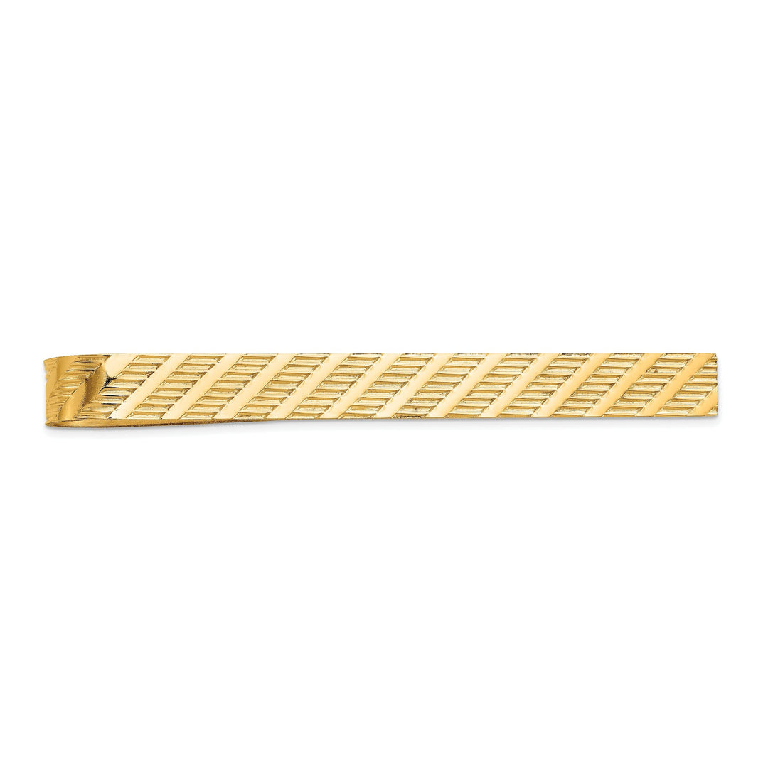 14k Yellow Gold Solid with Line Design Tie Bar