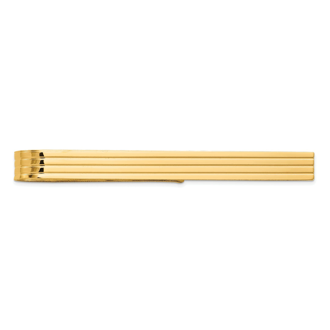 14k Yellow Gold Solid 3-Line Design Tie Bar
