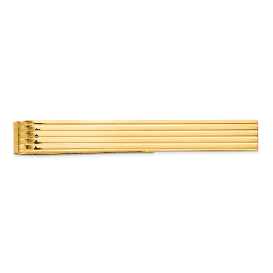 14k Yellow Gold Solid 4-Line Design Tie Bar - Made to Order