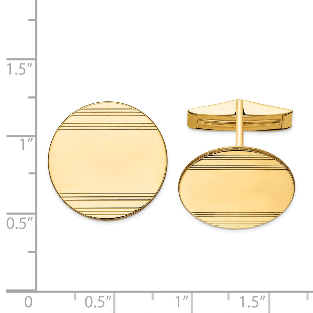 14k Yellow Gold Solid Circular Design Cuff Link