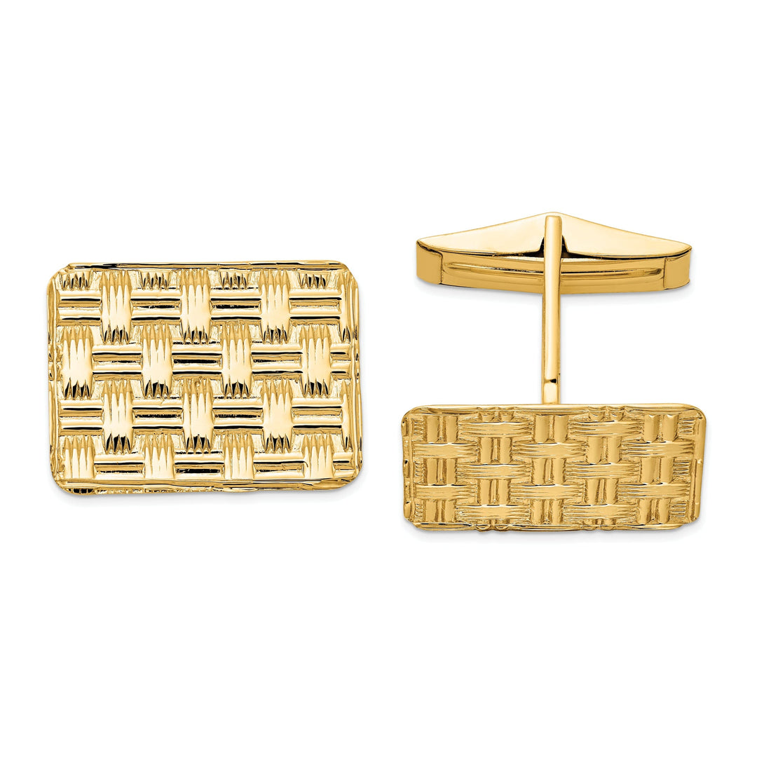 14k Yellow Gold Solid Rectangular Cuff Links