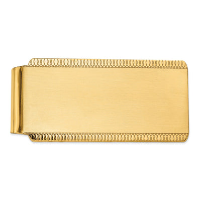 14k Yellow Gold Solid Edged Design Money Clip.