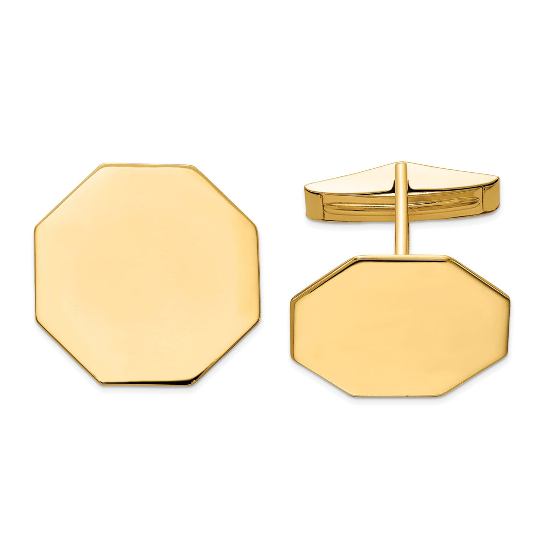 14K Yellow Gold Solid Octagon Cuff Links