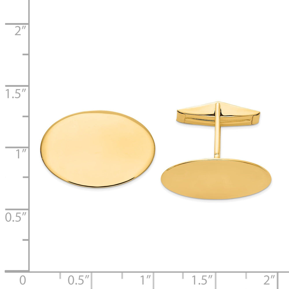 14k Yellow Gold Oval Cuff Links