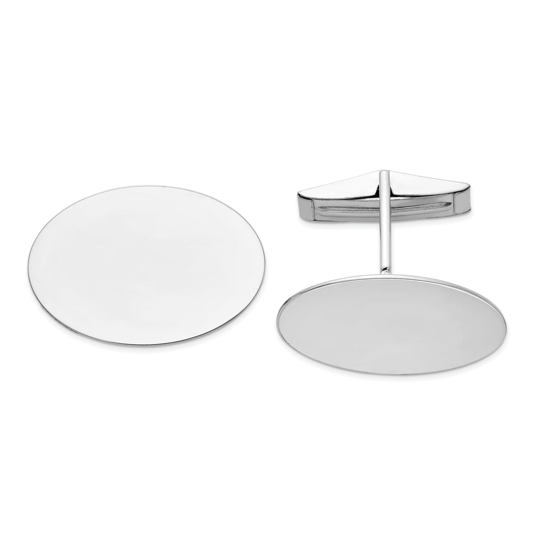 14K White Gold Solid Oval Cuff Links