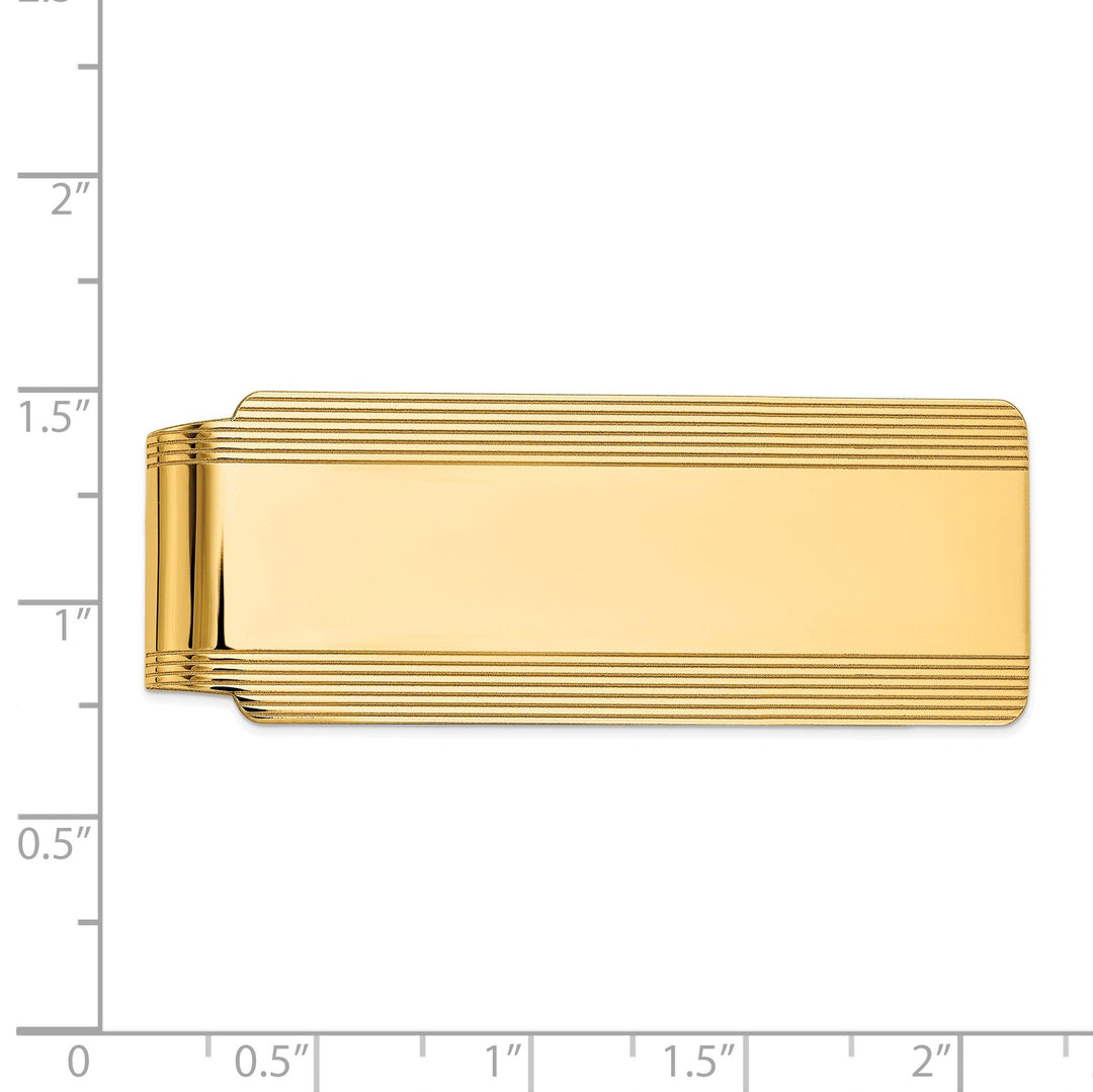 14k Yellow Gold Solid Line Design Money Clip.