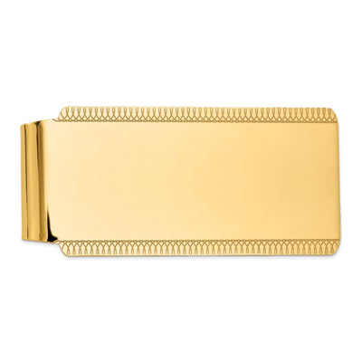 14k Yellow Gold Solid Edged Design Money Clip.