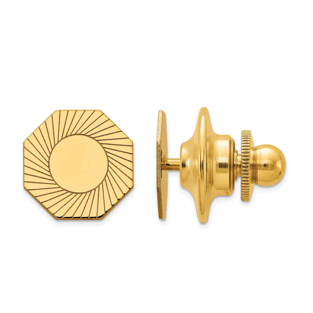 14k Yellow Gold Solid Octagon Design Tie Tac.