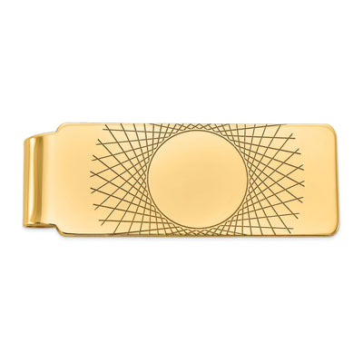 14k Yellow Gold Solid Circle Design Money Clip.