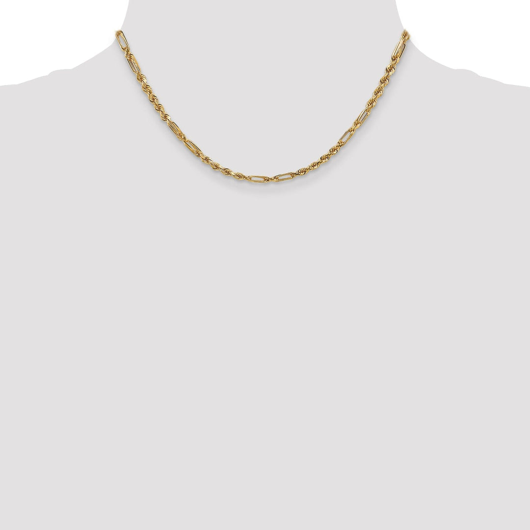 14k Yellow Gold 3.00mm D.C Milano Rope Chain