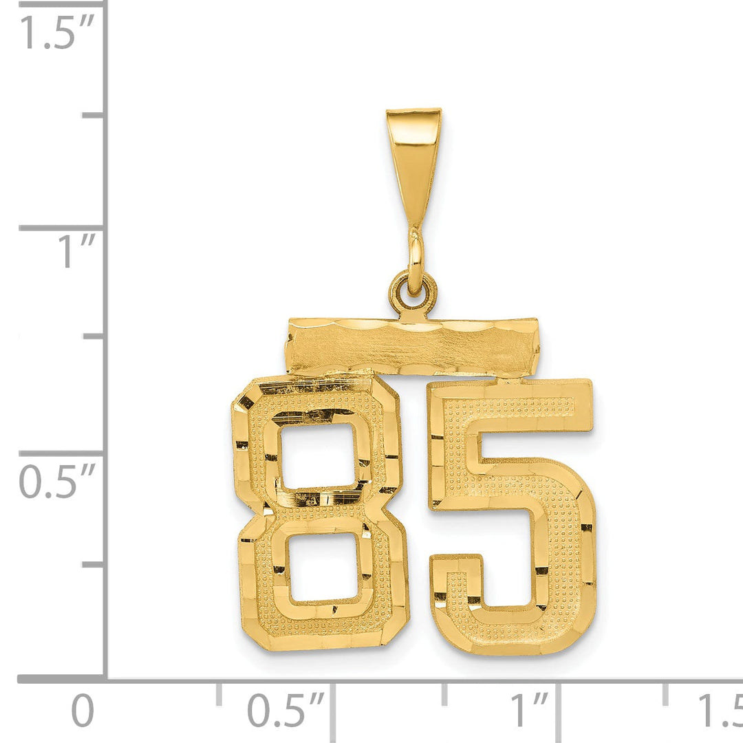 14K Yellow Gold Polished Diamond Cut Finish Medium Size Number 85 Charm Pendant