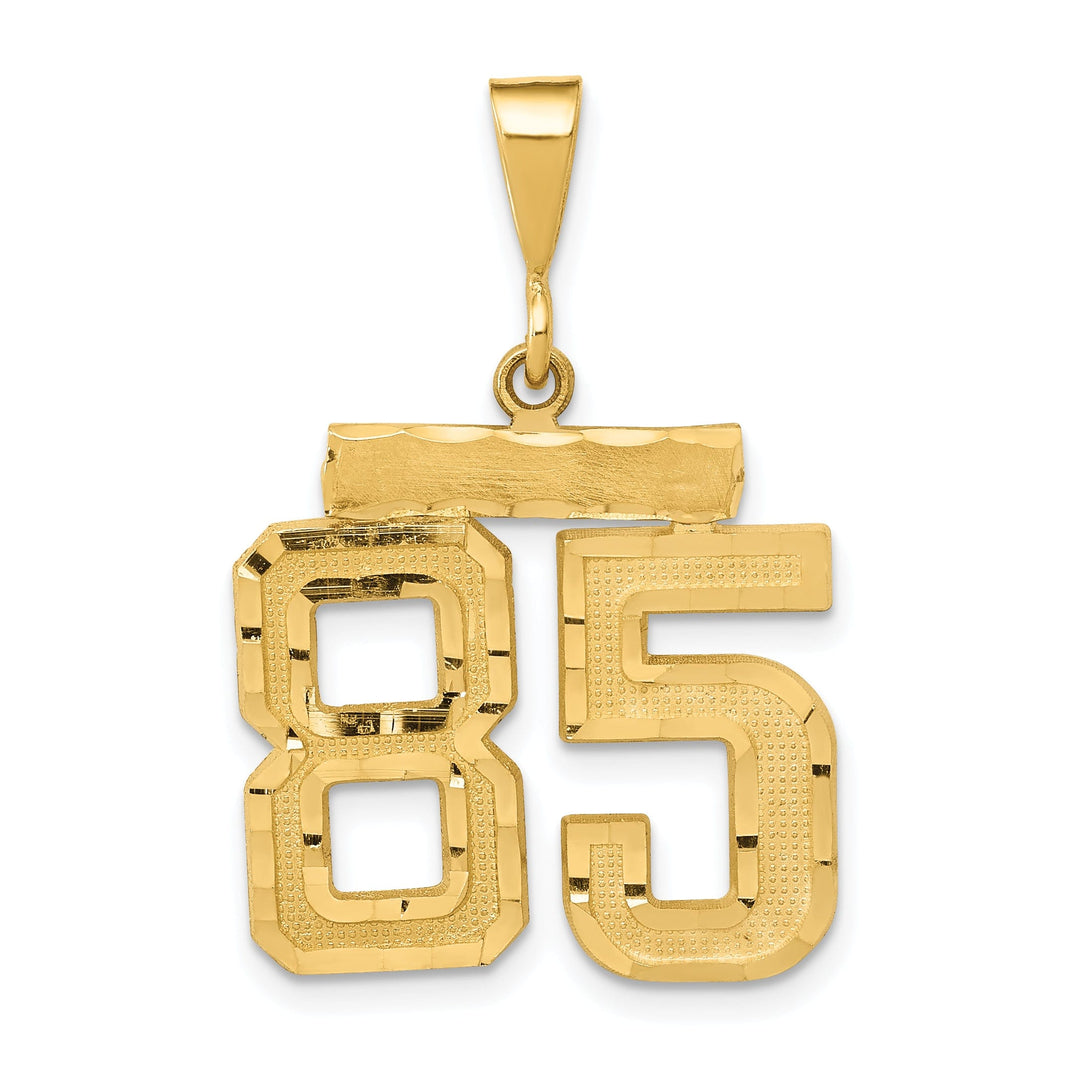 14K Yellow Gold Polished Diamond Cut Finish Medium Size Number 85 Charm Pendant