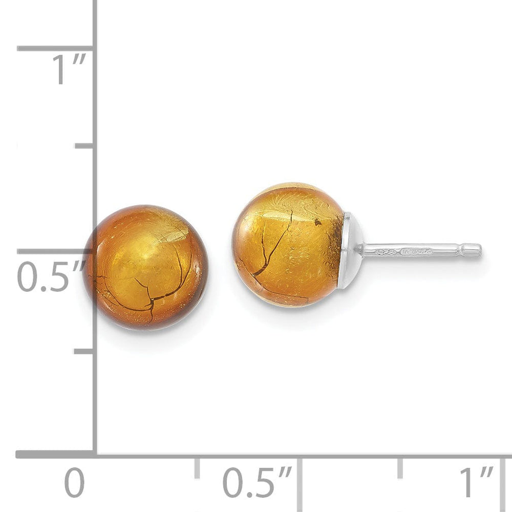 Silver Gold Color Murano Glass Ball Earrings