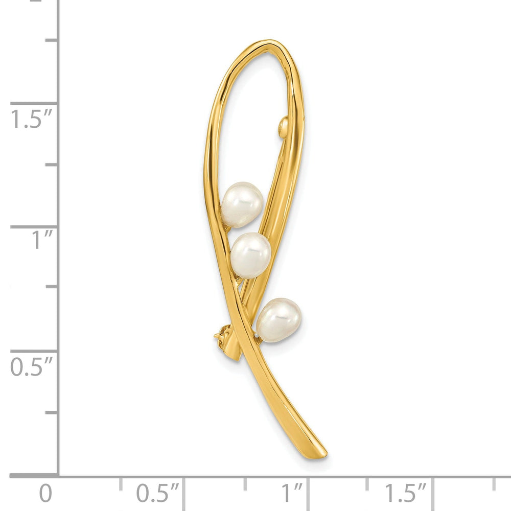 White Freshwater Cultured Pearl Loop Design Brooch Pin