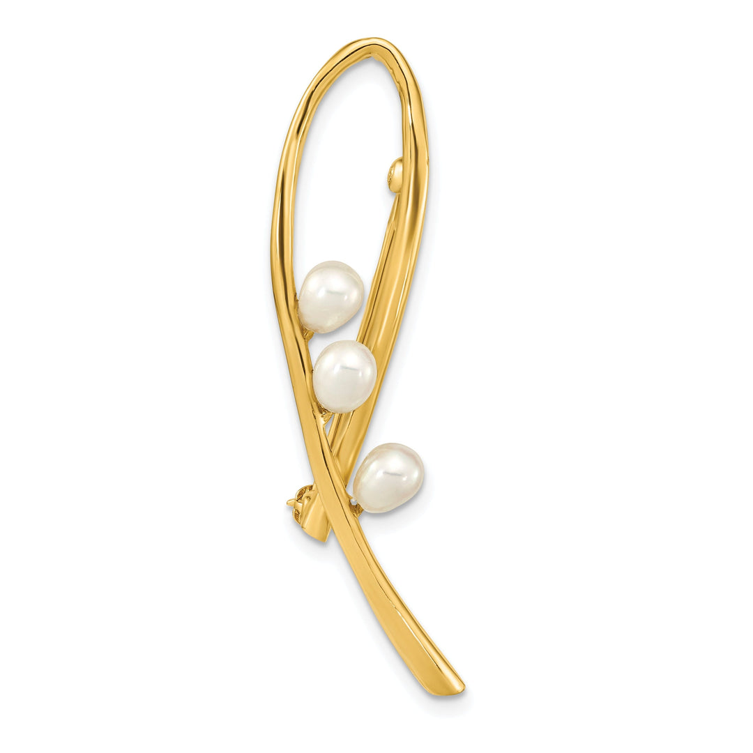 White Freshwater Cultured Pearl Loop Design Brooch Pin