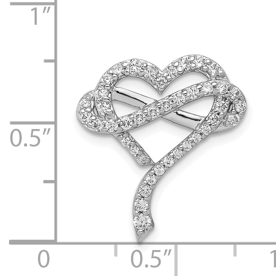 14k White Gold 0.493 CT Diamond Infinity Heart Design Chain Slide Pendant