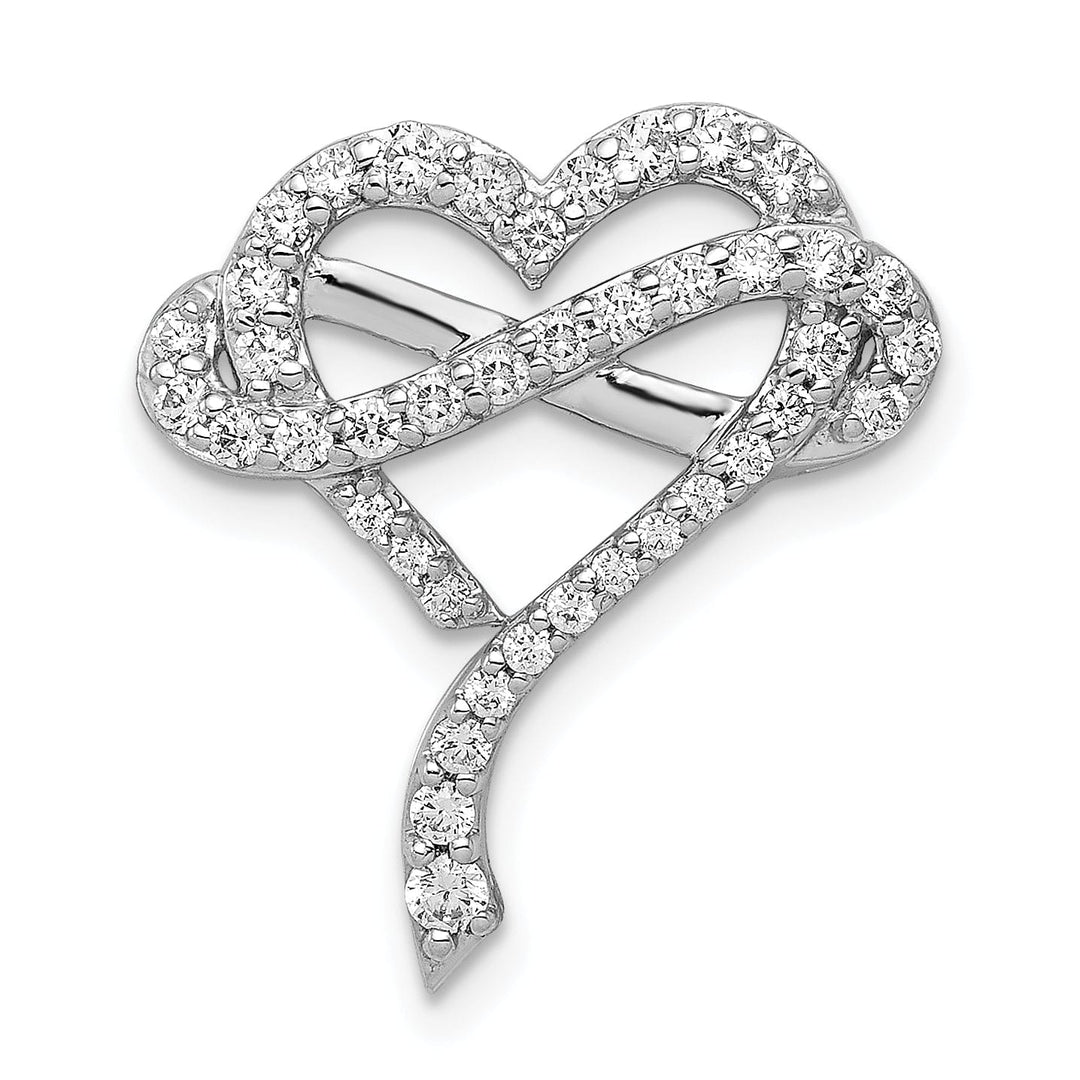 14k White Gold 0.493 CT Diamond Infinity Heart Design Chain Slide Pendant