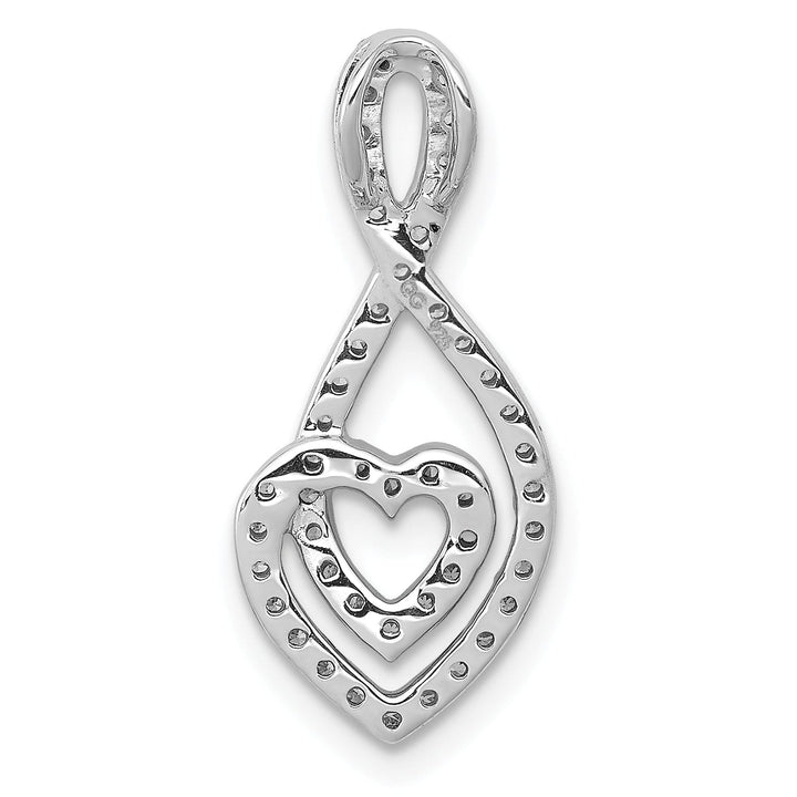 14k White Gold 0.236 CT Diamond Fancy Infinity and Heart Chain Slide Pendant