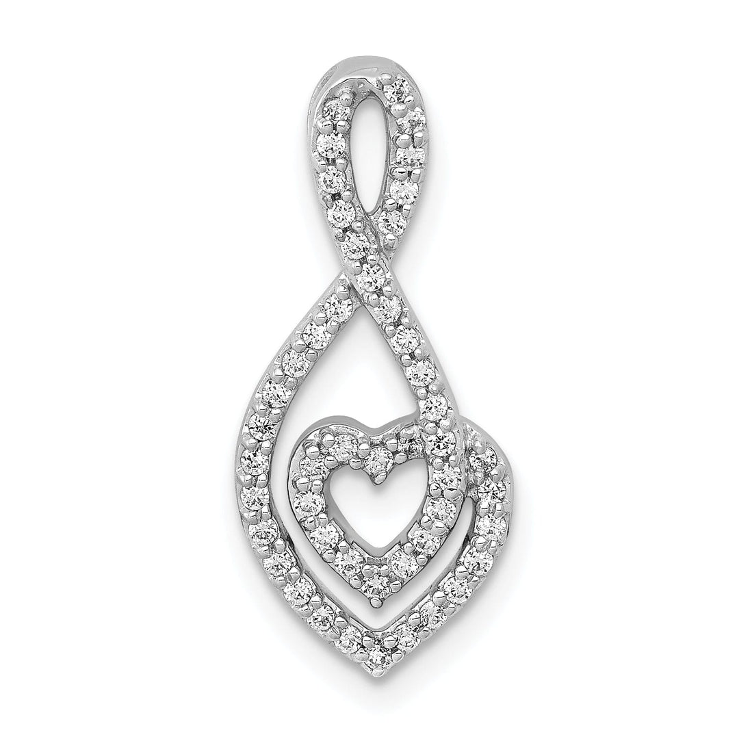 14k White Gold 0.236 CT Diamond Fancy Infinity and Heart Chain Slide Pendant